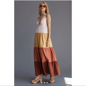 *NWT By Anthropologie Colorblock Maxi Dress XXS*